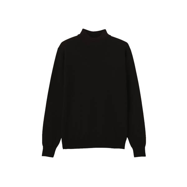 Men's Wool Washable High Neck Sweater(Black) - Size M - zala.bt