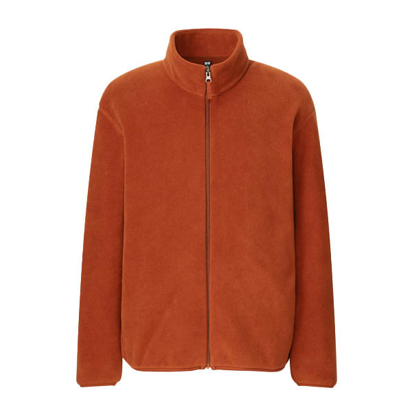 Uniqlo Unisex Fleece Full Zip Jacket (28Dark Orange- Small) 