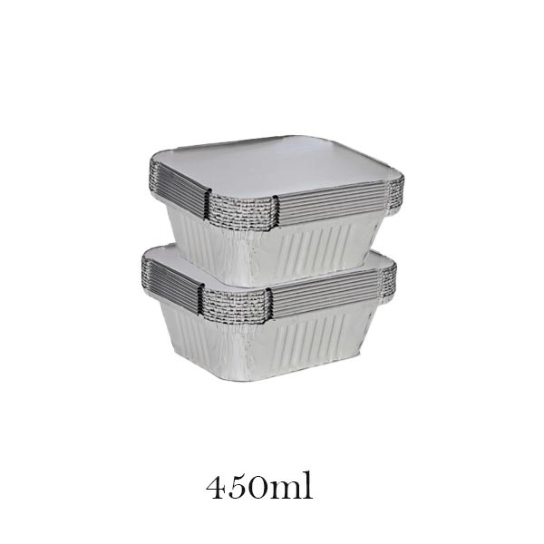 Aluminum Foil Container with Lid- 450ml (90Pcs) 