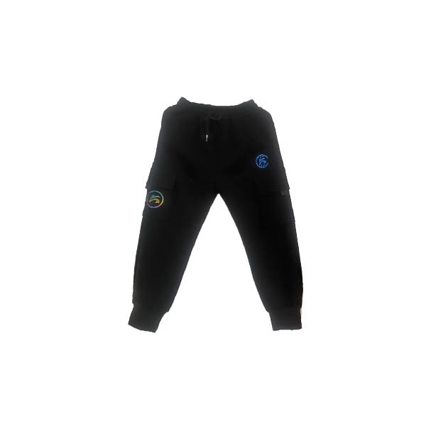 Cargo Pants With Side Pocket For Kids - Black