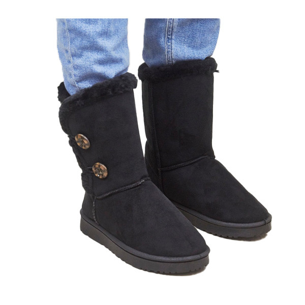 Ladies Fur Winter Ankle Boot - Black