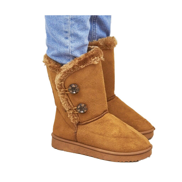 Ladies Fur Winter Ankle Boot - Brown