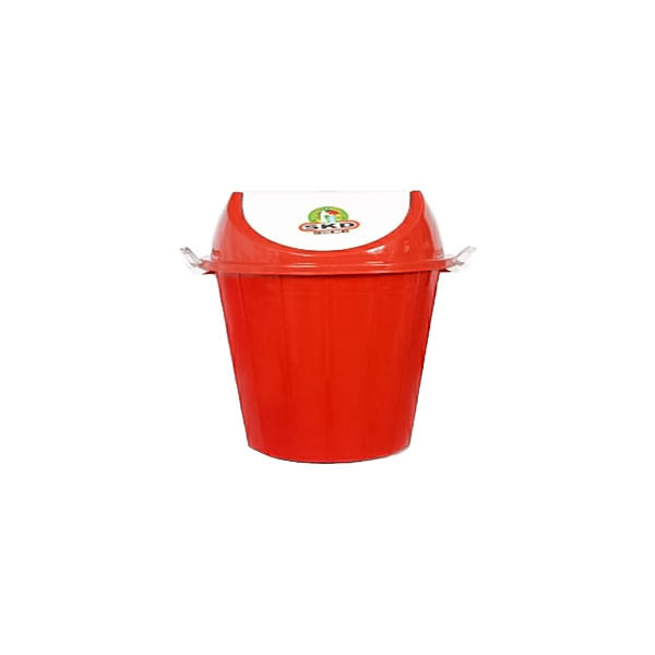 Plastic Dustbin with Lid - (Red)
