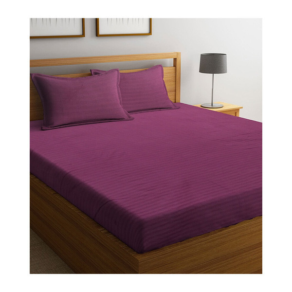 Fitted Velvet Double Bed Sheet- Purple